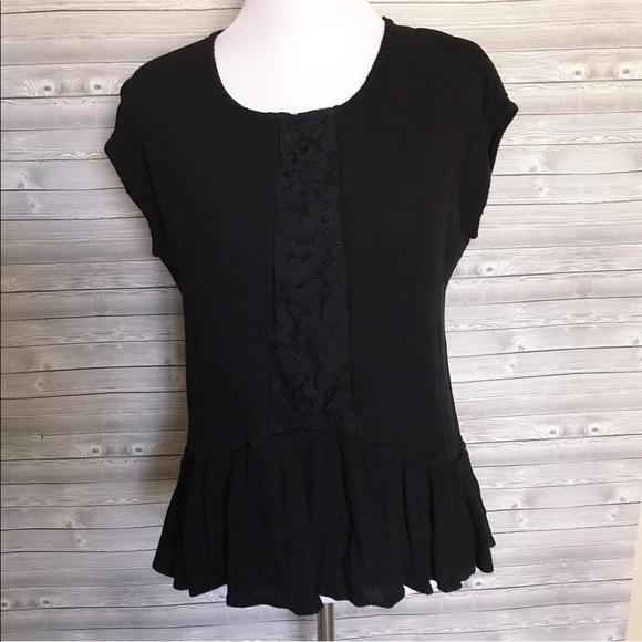 Tops - 5 for $25 Black with lace peplum top